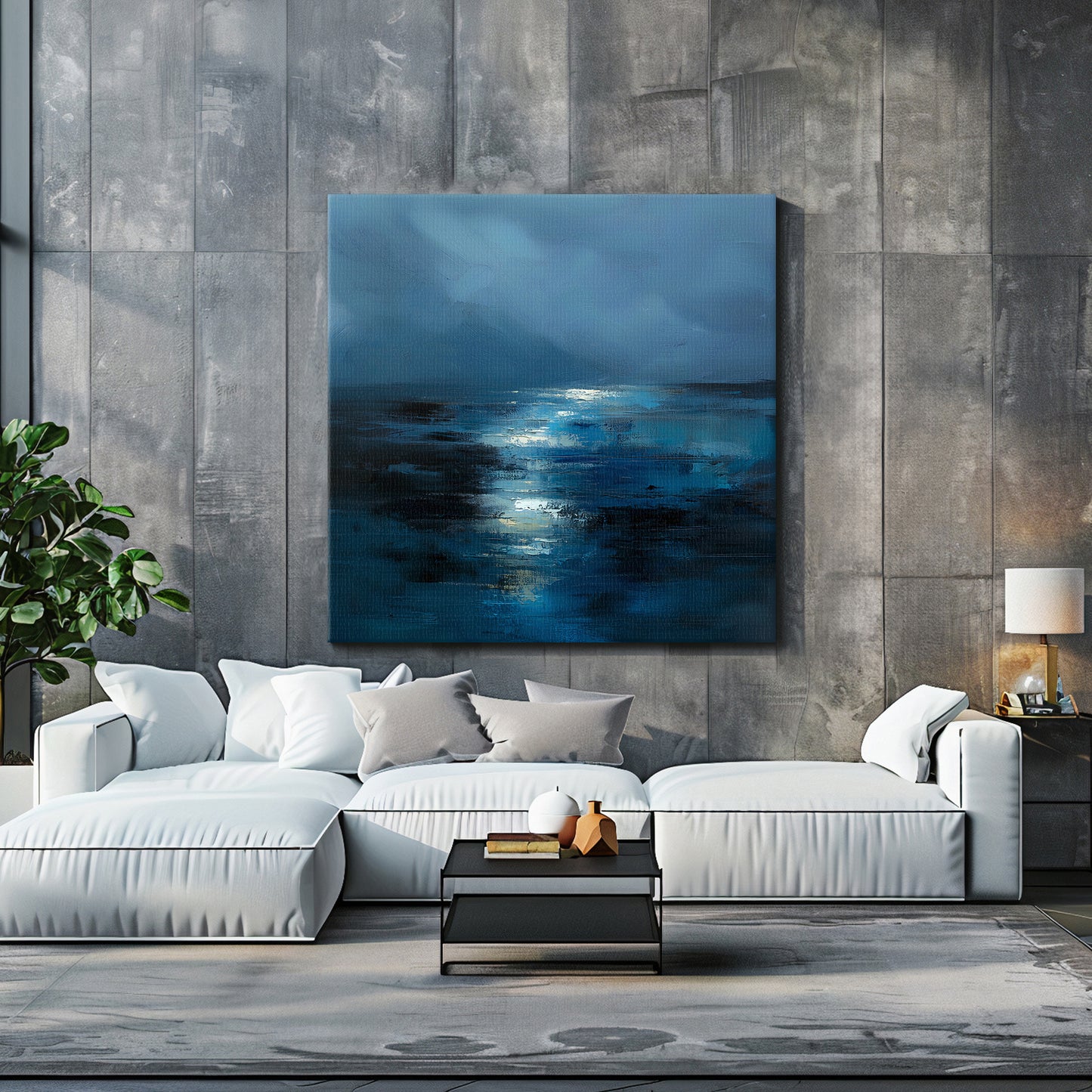 Abstract Wall Art Stretched Canvas Print - "Midnight Tide"