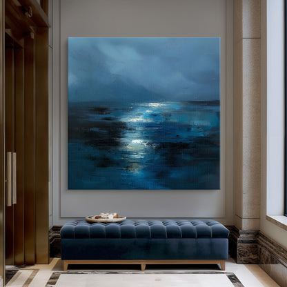 Abstract Wall Art Stretched Canvas Print - "Midnight Tide"