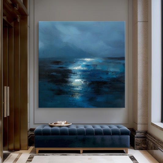 Abstract Wall Art Stretched Canvas Print - "Midnight Tide"