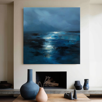 Abstract Wall Art Stretched Canvas Print - "Midnight Tide"