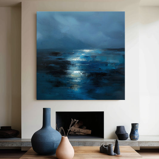 Abstract Wall Art Rolled Canvas - "Midnight Tide"
