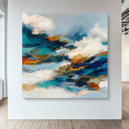 Abstract Wall Art Stretched Canvas Print - "Elemental Flow"