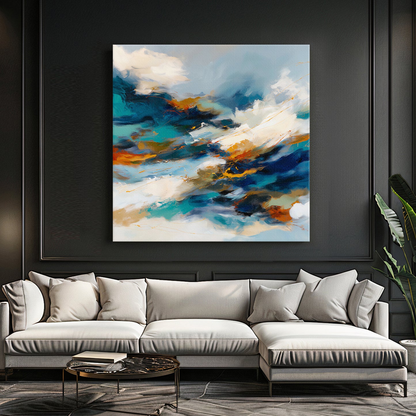 Abstract Wall Art Stretched Canvas Print - "Elemental Flow"