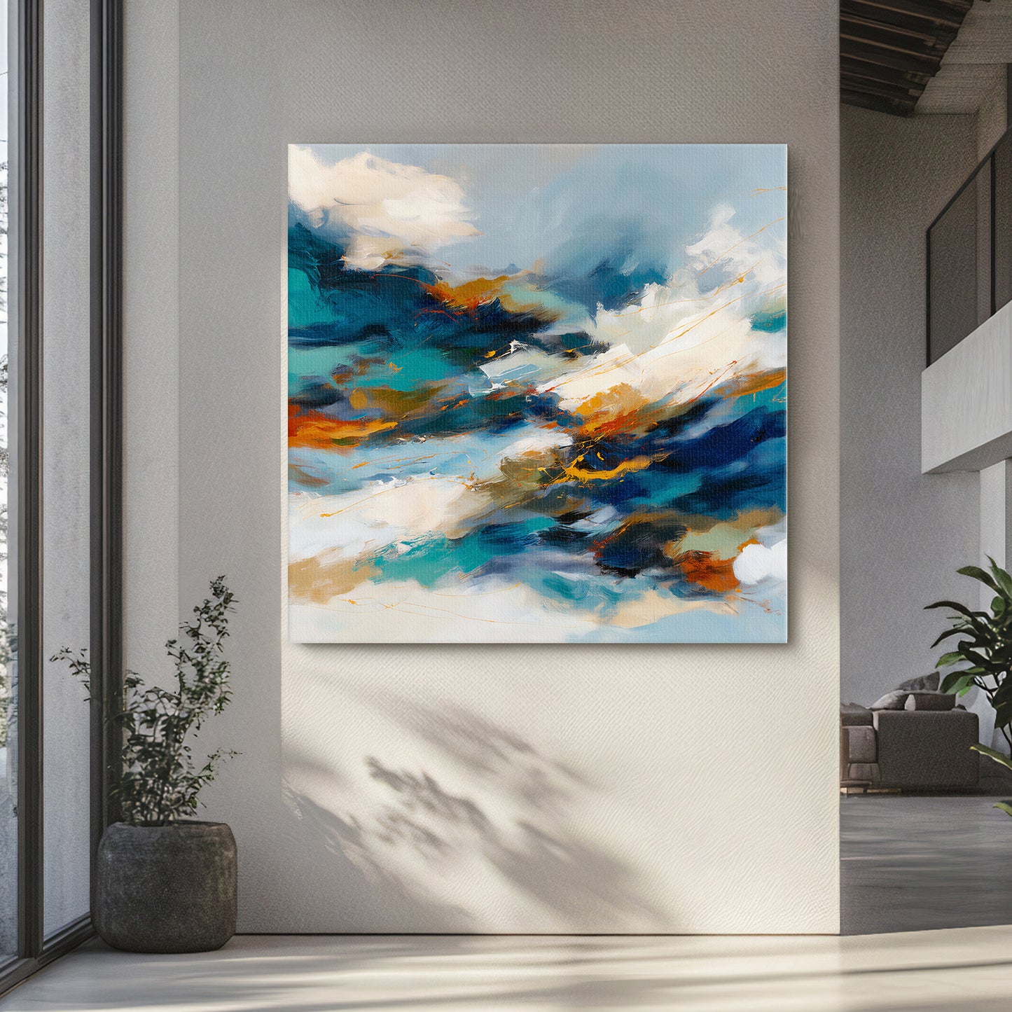 Abstract Wall Art Stretched Canvas Print - "Elemental Flow"