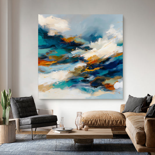 Abstract Wall Art Stretched Canvas Print - "Elemental Flow"