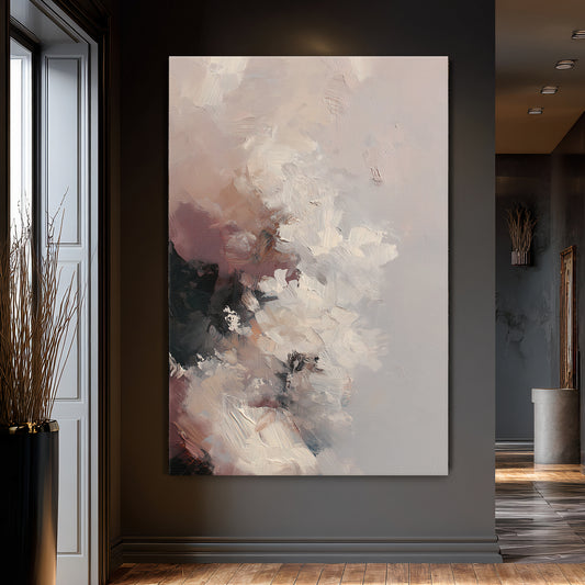 Abstract painting on a wall in a modern interior setting