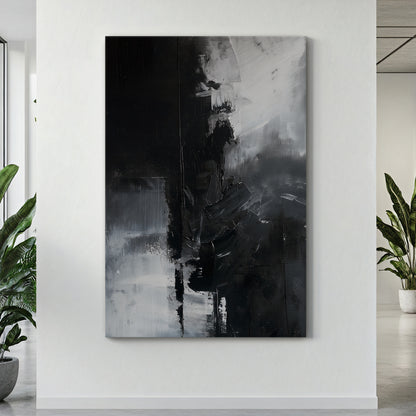 Abstract Monochromatic Digital Wall Art - "Midnight Fragment"