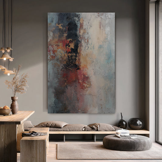 Abstract Artwork Rolled Canvas Wall Art - "Oxide Trace"