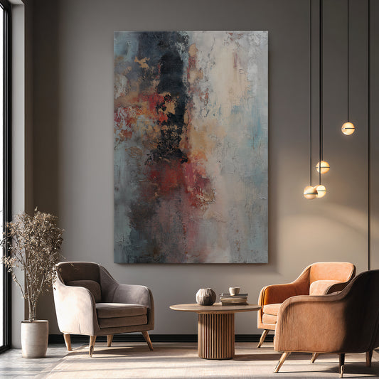 Abstract Artwork Stretched Canvas Wall Art - "Oxide Trace"