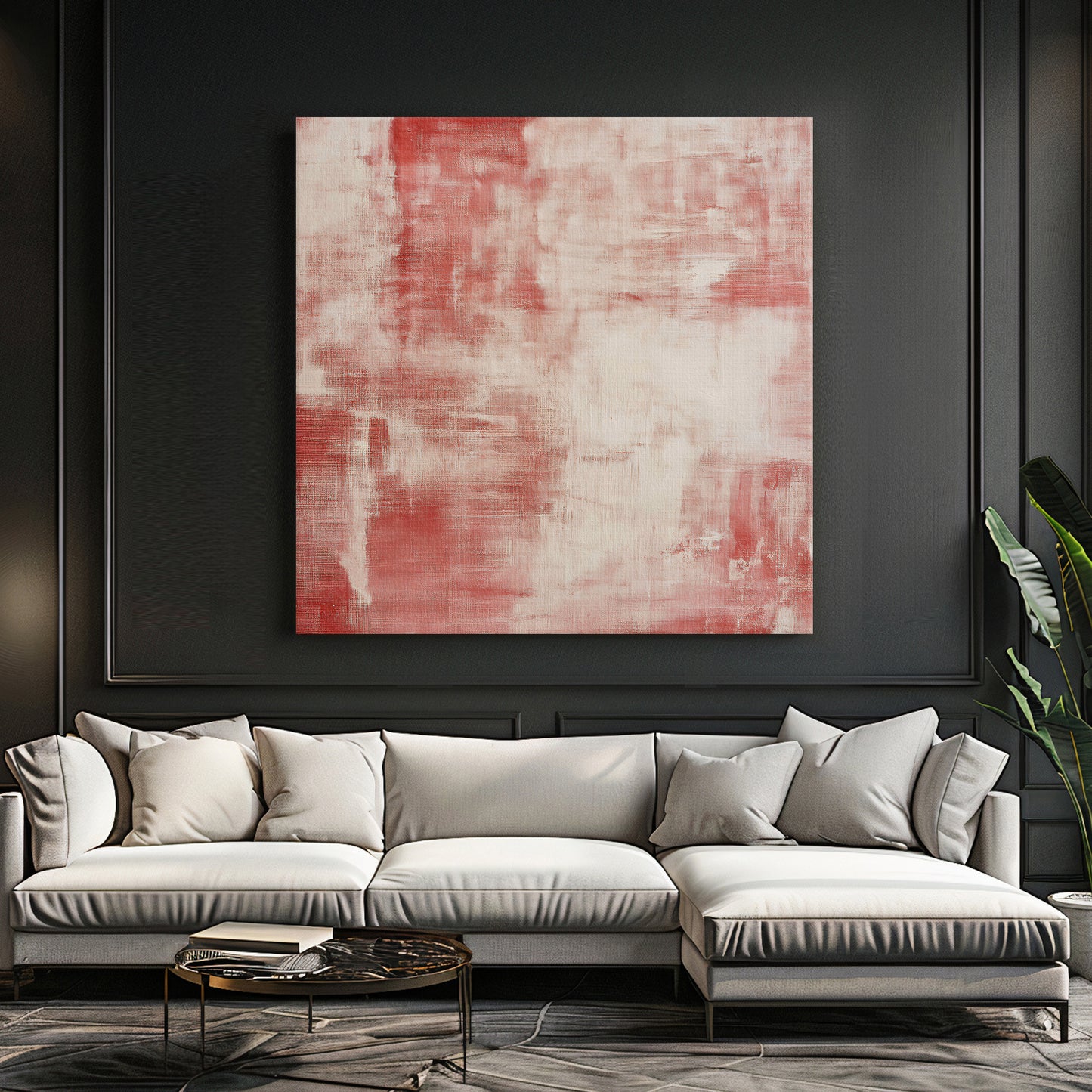 Minimalist Abstract Artwork Rolled Canvas Print - "Rouge Stain"