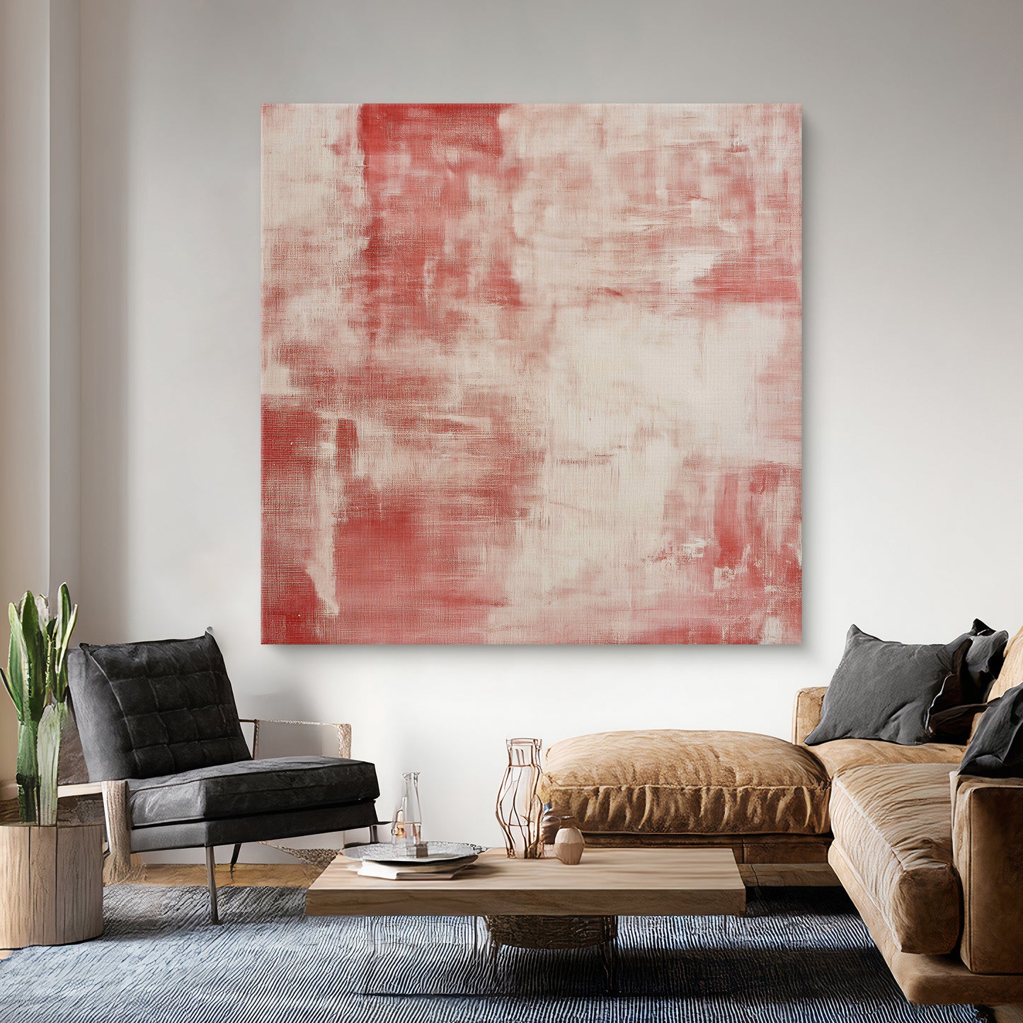 Minimalist Abstract Artwork Rolled Canvas Print - "Rouge Stain"