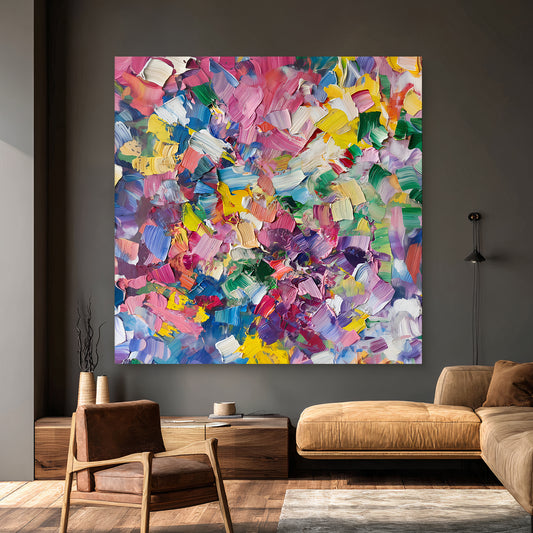 Colorful Abstract Artwork Stretched Canvas Wall Art - "Jubilee Garden"