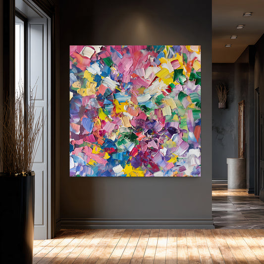 Colorful Abstract Artwork Rolled Canvas Wall Art - "Jubilee Garden"