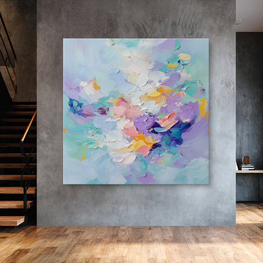 Abstract Artwork Stretched Canvas Wall Art - "Pastel Rhapsody"