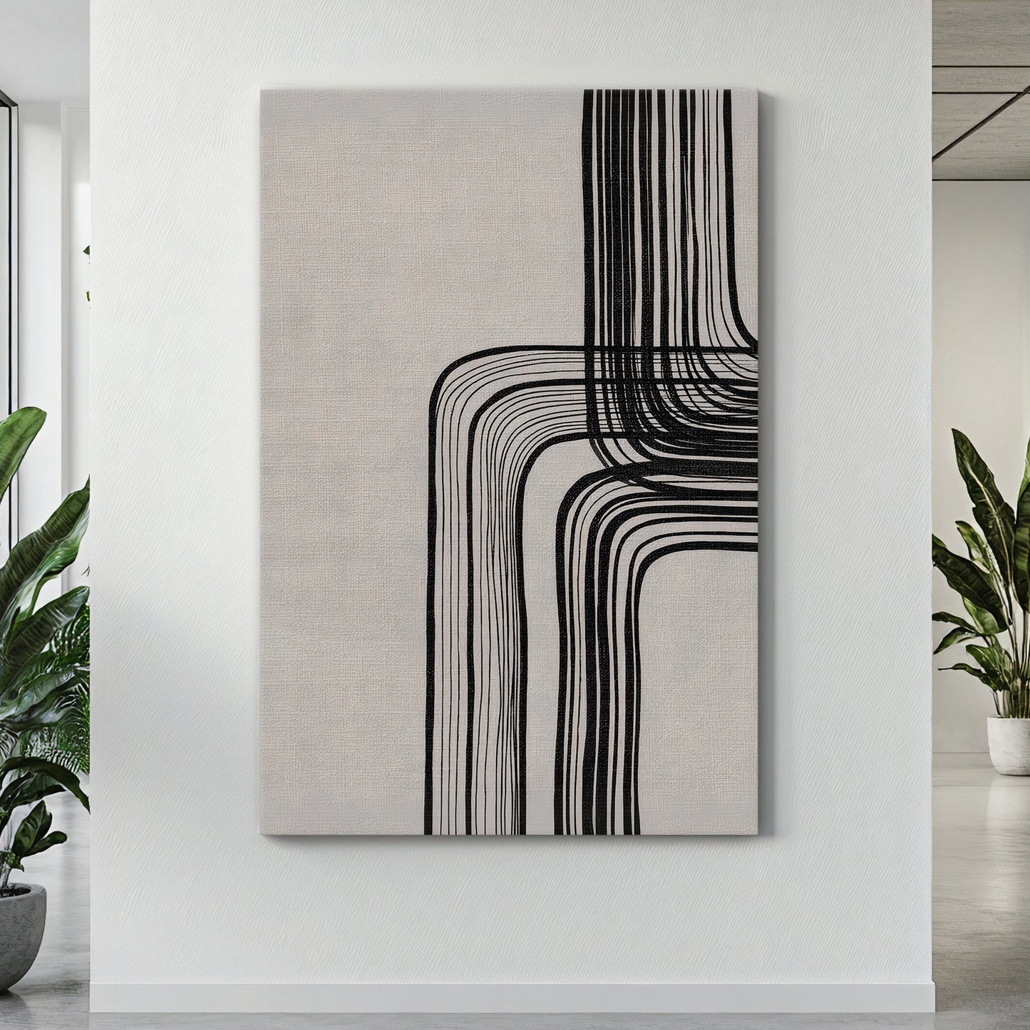Modern Minimalist Abstract Rolled Canvas Print – Linear Equilibrium