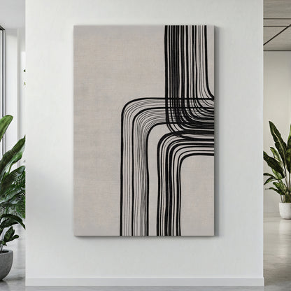 Modern Minimalist Abstract Rolled Canvas Print – Linear Equilibrium