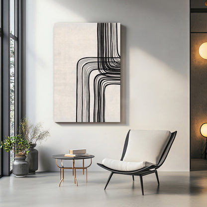 Modern Minimalist Abstract Rolled Canvas Print – Linear Equilibrium