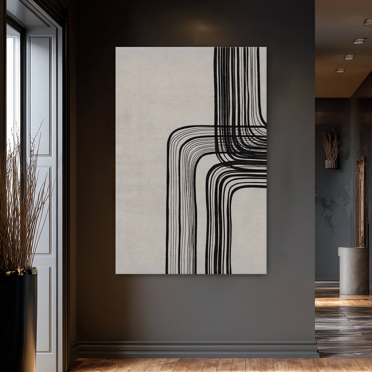 Modern Minimalist Abstract Rolled Canvas Print – Linear Equilibrium