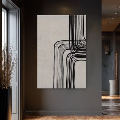 Modern Minimalist Abstract Rolled Canvas Print – Linear Equilibrium