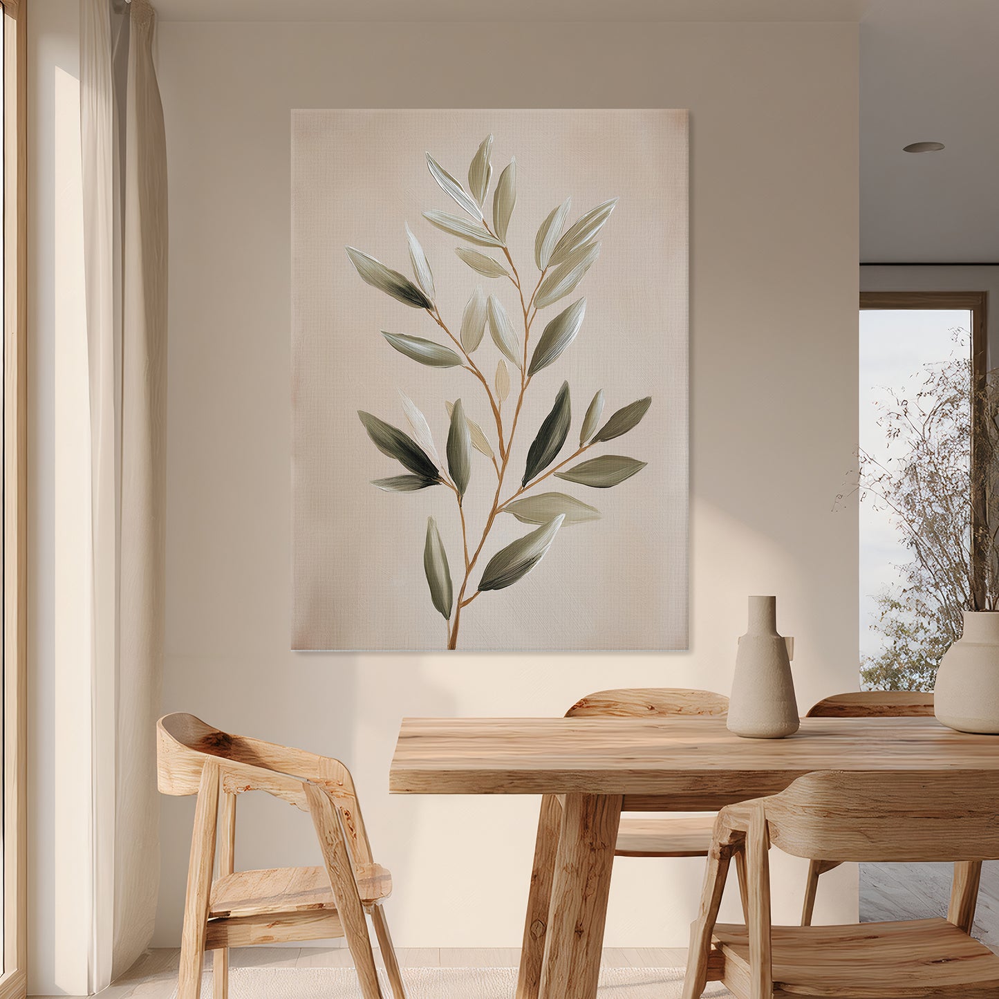 Botanical Stretched Canvas Wall Art – Quiet Olive