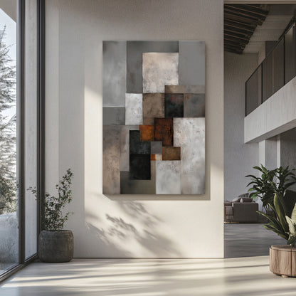Modern Geometric Abstract Rolled Canvas Wall Art – Urban Composition