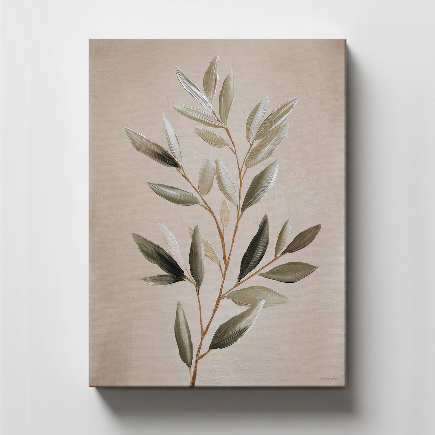 Botanical Stretched Canvas Wall Art – Quiet Olive