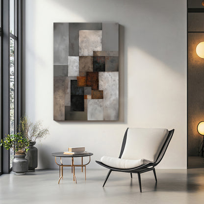Modern Geometric Abstract Rolled Canvas Wall Art – Urban Composition