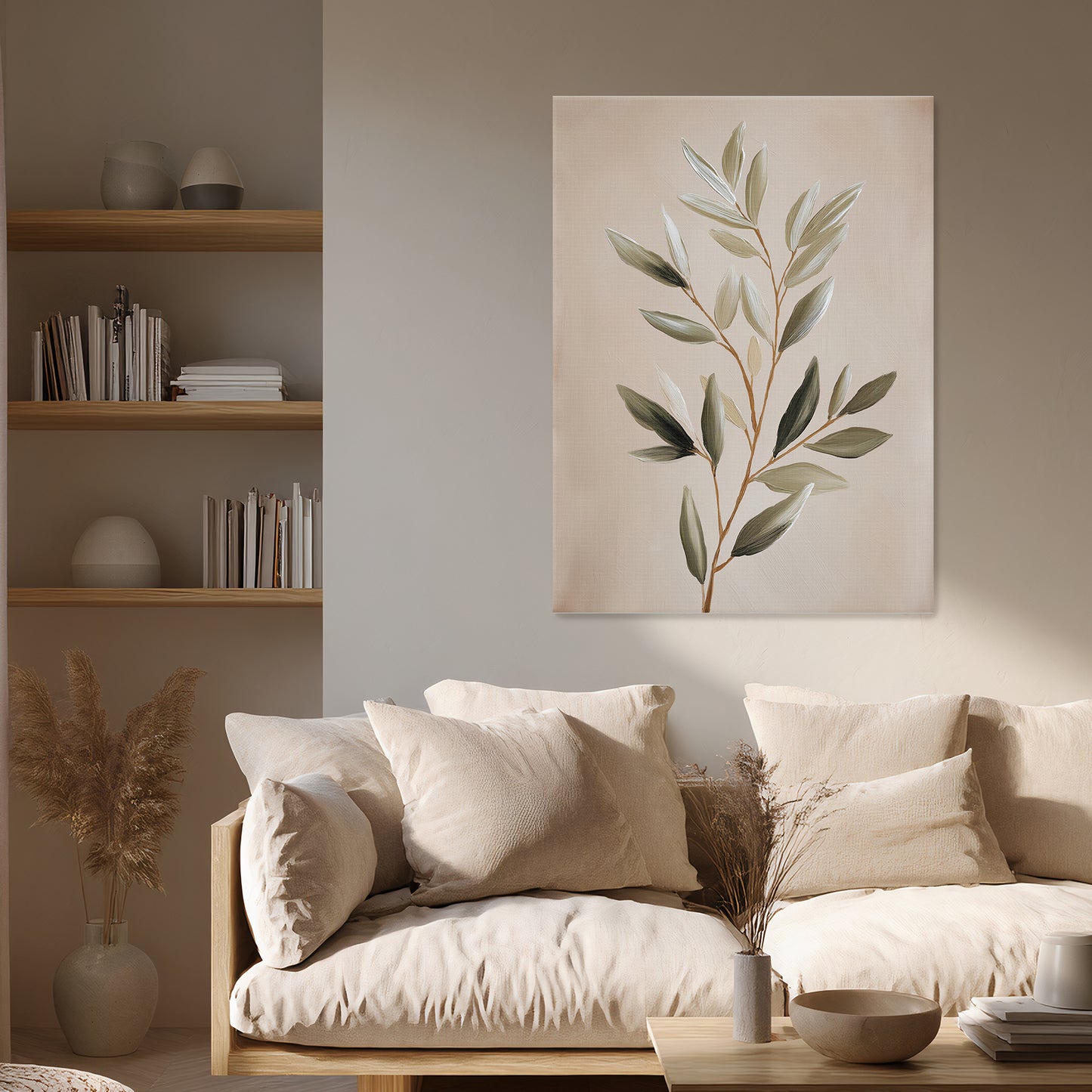 Botanical Stretched Canvas Wall Art – Quiet Olive