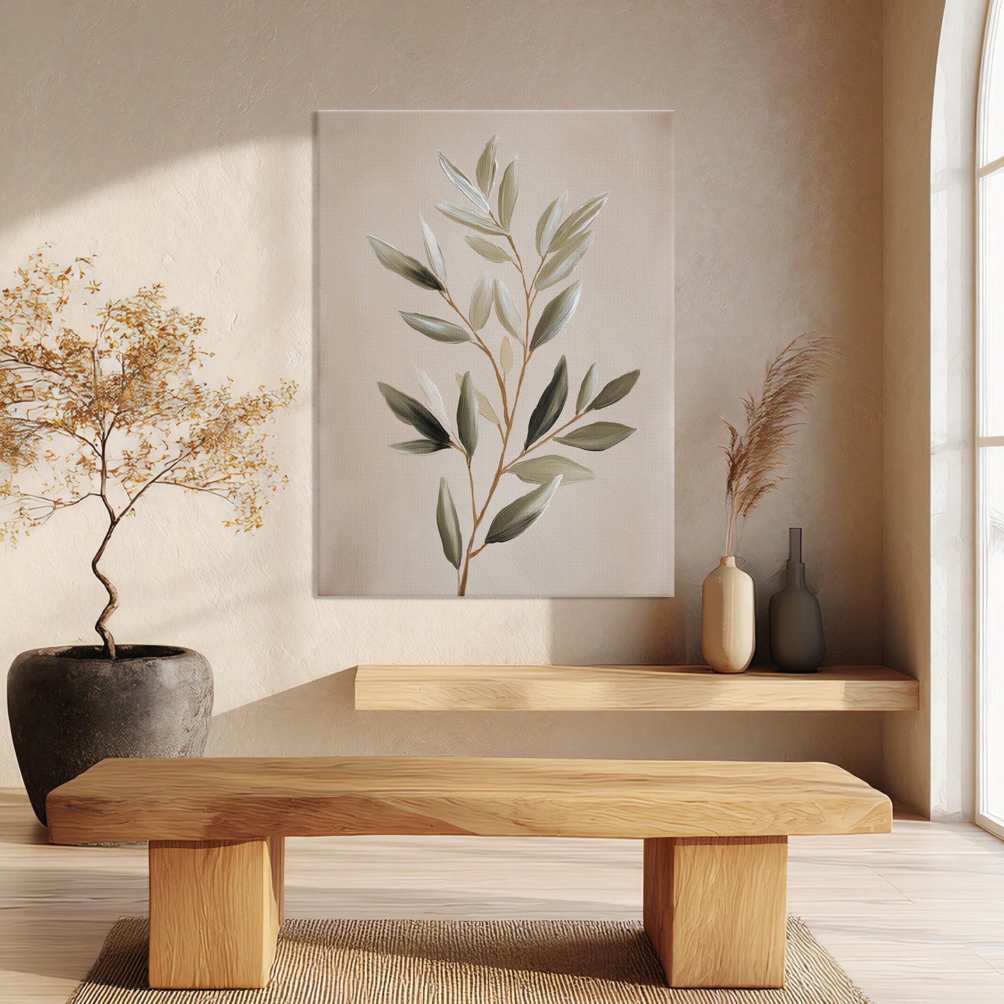 Botanical Stretched Canvas Wall Art – Quiet Olive