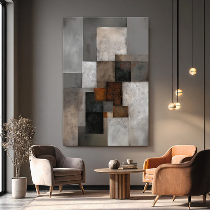 Modern Geometric Abstract Rolled Canvas Wall Art – Urban Composition