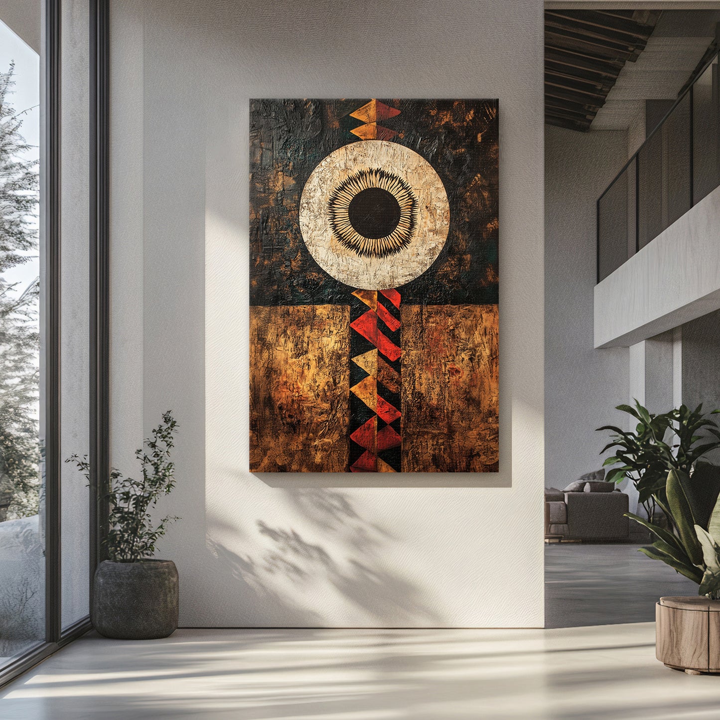 African Inspired Abstract Wall Art Stretched Canvas - "Terra Aether"