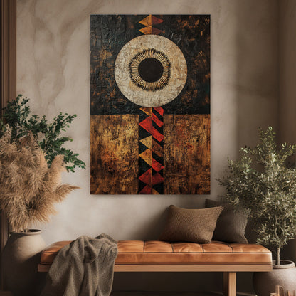 African Inspired Abstract Wall Art Stretched Canvas - "Terra Aether"