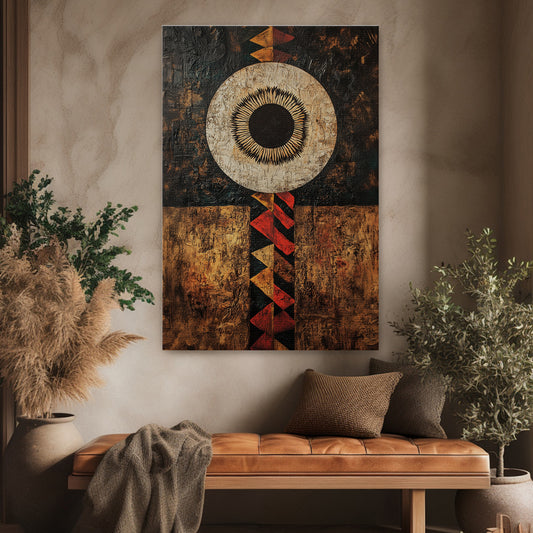African Inspired Abstract Wall Art Rolled Canvas - "Terra Aether"