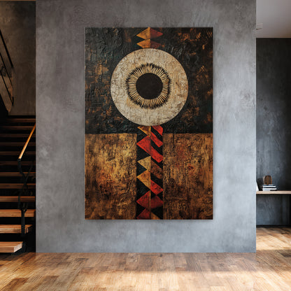 African Inspired Abstract Wall Art Stretched Canvas - "Terra Aether"