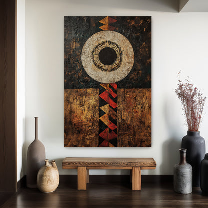 African Inspired Abstract Wall Art Stretched Canvas - "Terra Aether"
