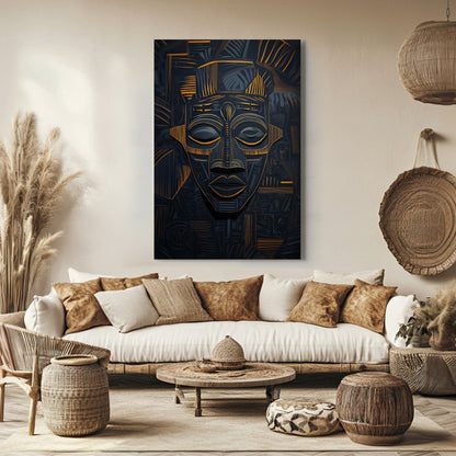 African Inspired Abstract Wall Art Rolled Canvas - "Echoes of Ancestry"