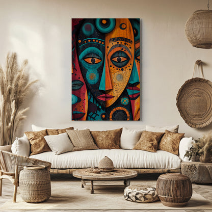 African Inspired Rolled Canvas Wall Art Print – "Echoes of the Ancestors"