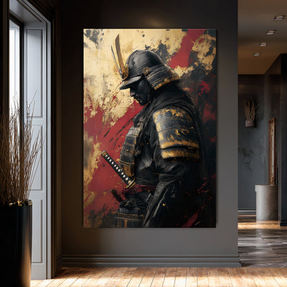 Asian Inspired Samurai Warrior Wall Art Rolled Canvas - "Warrior's Reverie"