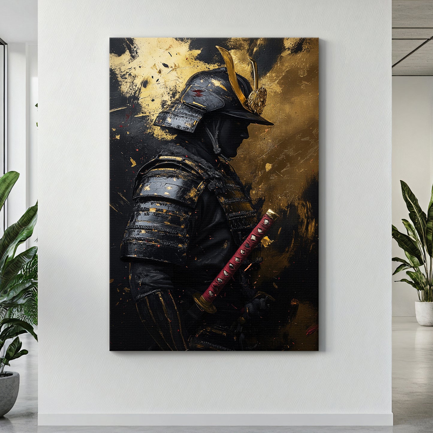 Asian Inspired Samurai Warrior Wall Art Rolled Canvas - "Silent Samurai"