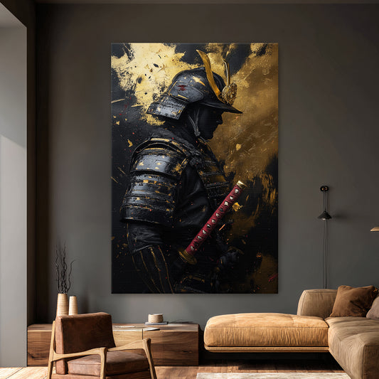 Asian Inspired Wall Art Stretched Canvas - "Silent Samurai"