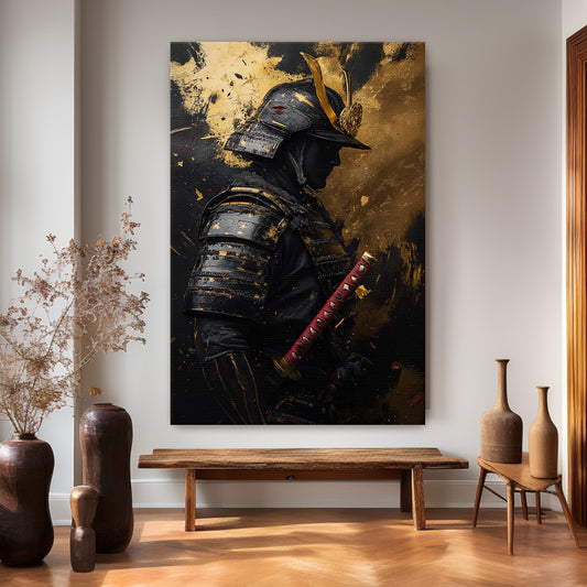 Asian Inspired Samurai Warrior Wall Art Rolled Canvas - "Silent Samurai"