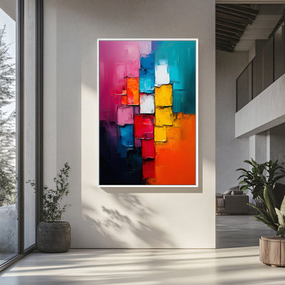 Framed Canvas Abstract Wall Art – "Chromatic Pulse"