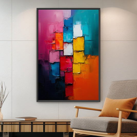Framed Canvas Abstract Wall Art – "Chromatic Pulse"