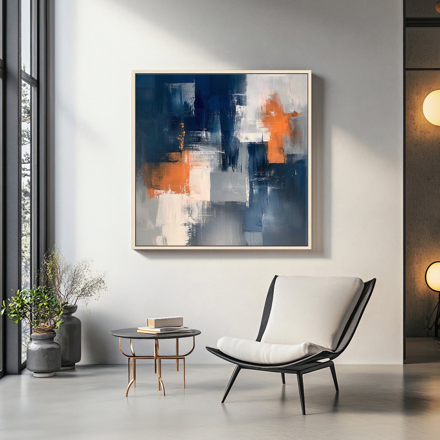 Framed Canvas Abstract Wall Art – “Concrete Ember”