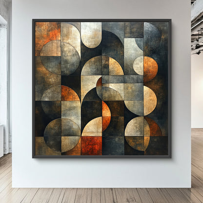 Framed Canvas Abstract Wall Art – “Echo Grid”