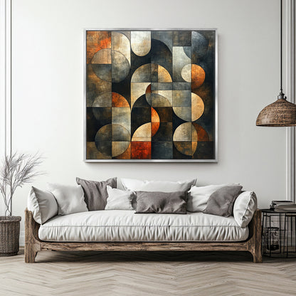 Framed Canvas Abstract Wall Art – “Echo Grid”