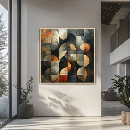 Framed Canvas Abstract Wall Art – “Echo Grid”