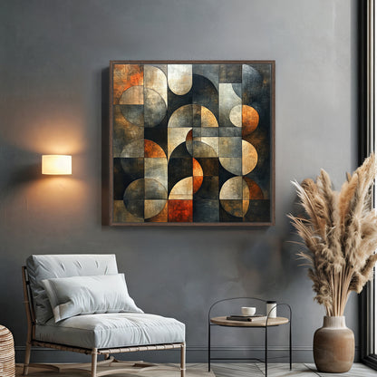 Framed Canvas Abstract Wall Art – “Echo Grid”
