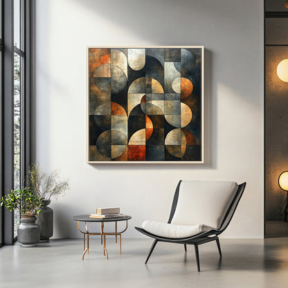 Framed Canvas Abstract Wall Art – “Echo Grid”