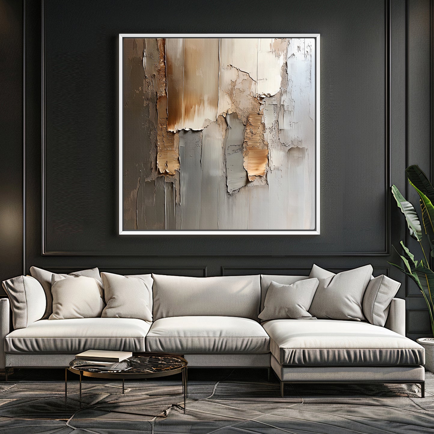 Framed Canvas Abstract Wall Art – “Faded Terrain”